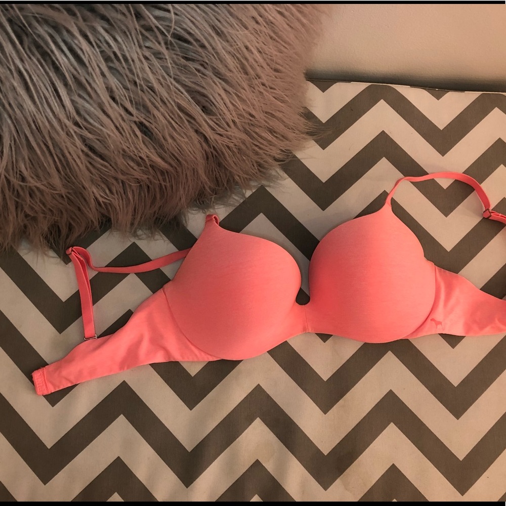CORAL VICTORIAS SECRET PUSH UP BRA- 34D